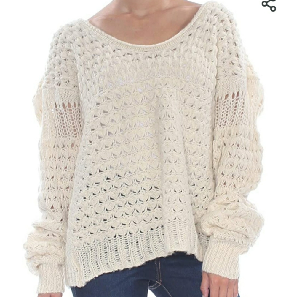 Free People Crashing Waves Sweater in Cream Size M